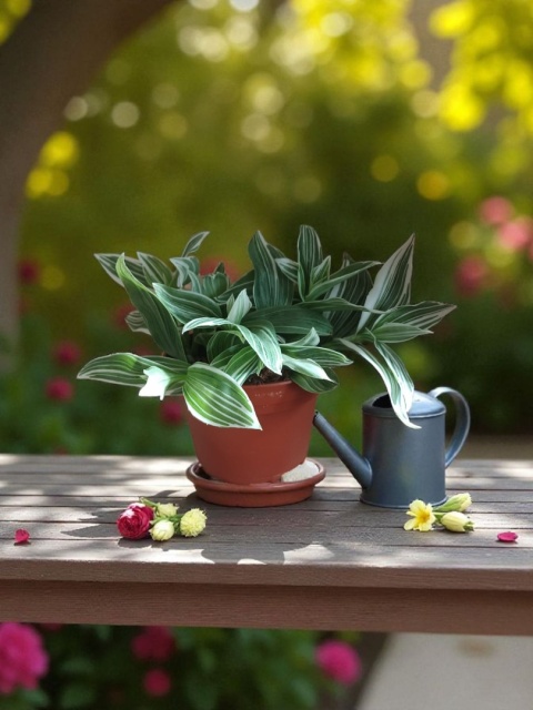 Trzykrotka zebra Tradescantia zebrina bialo zielona